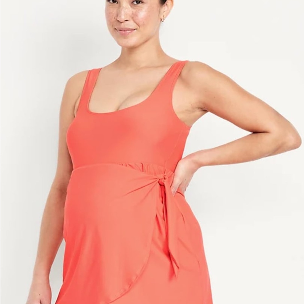 Women's Coral Maternity Swim Dress